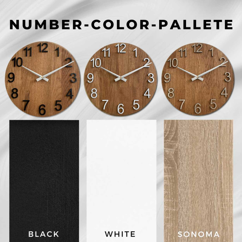 Ceas de perete din stejar cu cifre arabe - DOMODRA