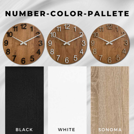 Ceas de perete din stejar cu cifre arabe - DOMODRA