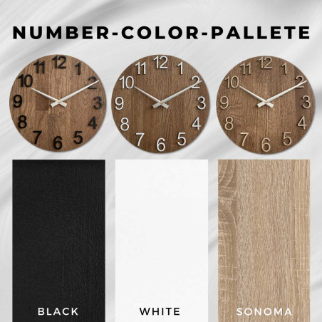 Ceas modern din lemn, cu formă rotundă și cadran discret Ceas modern din lemn, cu formă rotundă și cadran discret