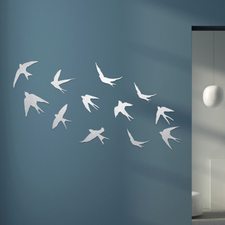 Decorațiuni murale din lemn cu păsări zburătoare - FLOCK