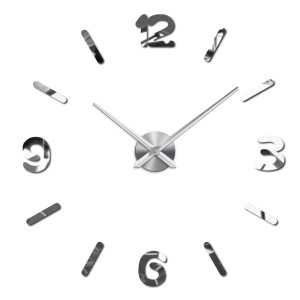 Ceas de perete mare cu oglindă 3D din spumă PMMA, realizat manual 2