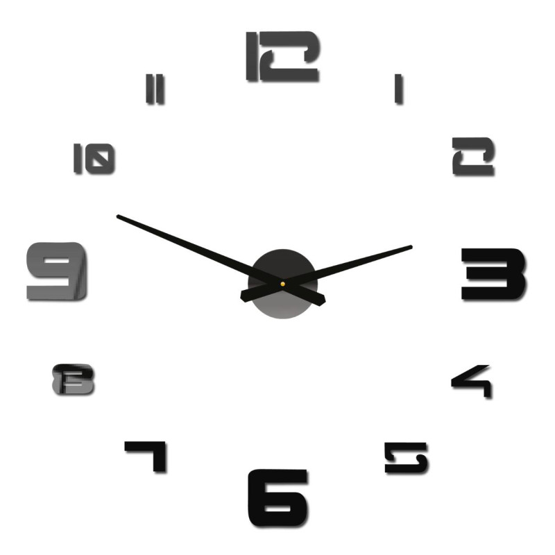 Ceas modern din plexiglas lucios, instalare ușoară.