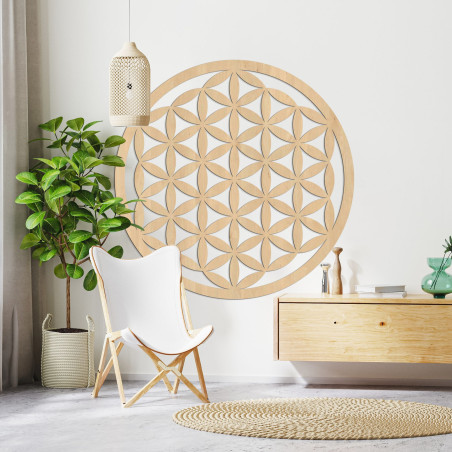 Mandala elegantă din lemn sculptată pe perete Mandala elegantă din lemn sculptată pe perete