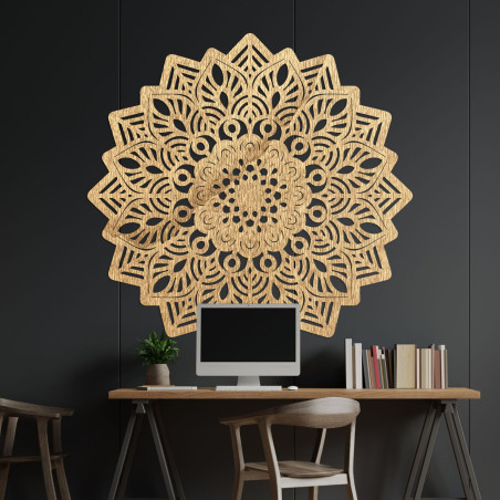 Decorațiune elegantă de perete din lemn, mandala soare - SOLIS