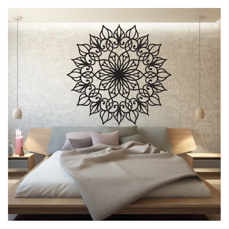 Tablou decorativ de perete din placaj cu mandala sculptat din lemn SENTOP