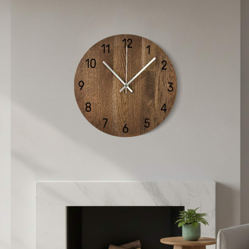 Ceas de perete lucrat manual din stejar masiv -...