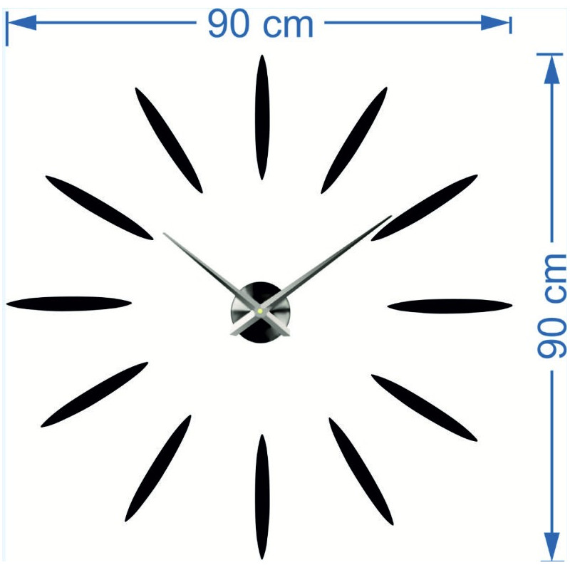 Dimensiuni de perete autocolant ceas, desing ceas de perete