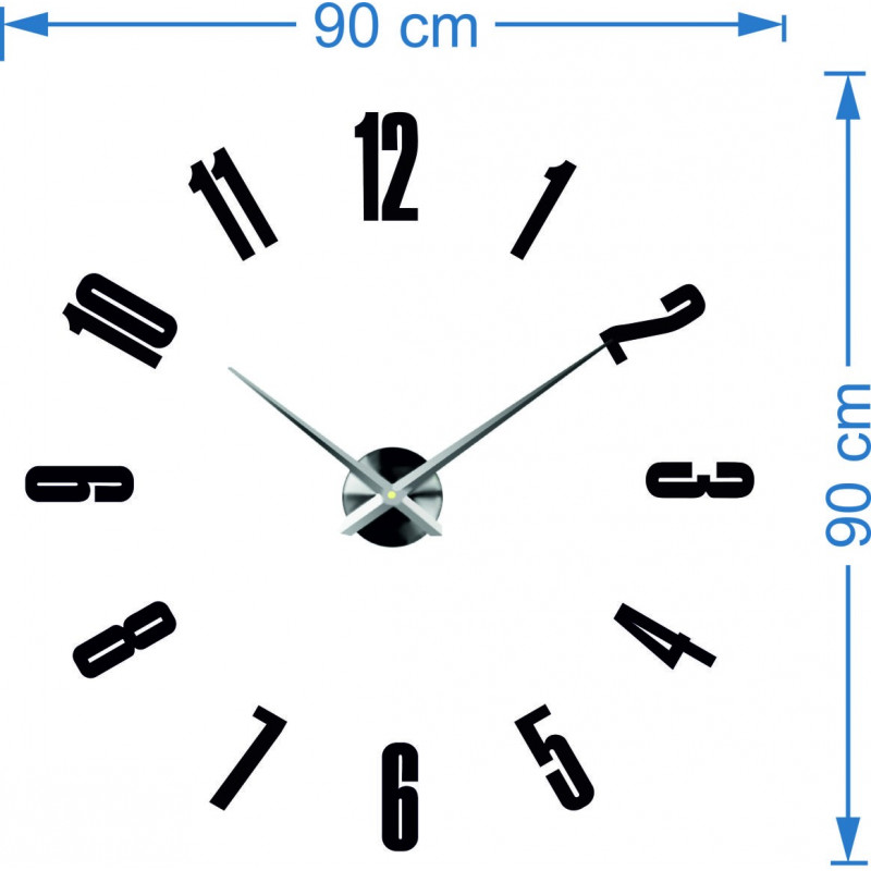 Dimensiuni de perete autocolant ceas, desing ceas de perete