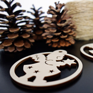 Decorațiuni de Crăciun din lemn, dimensiune: 79x90 mm 2