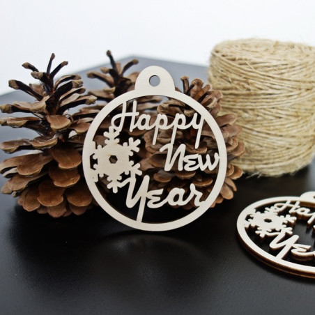 Ornament de Crăciun din lemn - Anul Nou, dimensiune: 79x90 mm