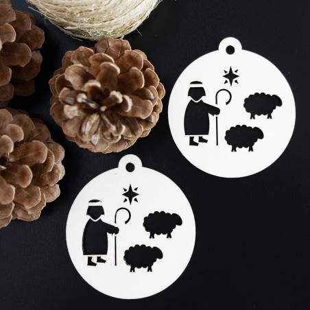 Ornament de Crăciun din lemn - Păstor, dimensiune: 79x90 mm Ornament de Crăciun din lemn - Păstor, dimensiune: 79x90 mm