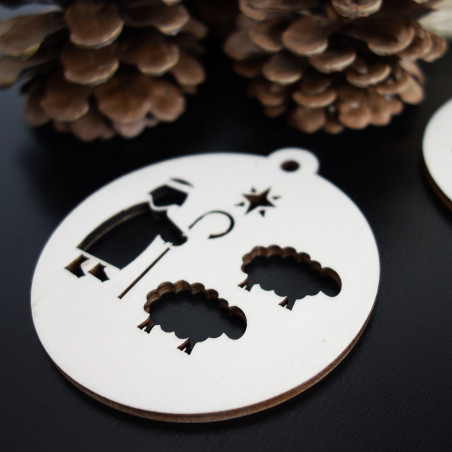 Ornament de Crăciun din lemn - Păstor, dimensiune: 79x90 mm Ornament de Crăciun din lemn - Păstor, dimensiune: 79x90 mm