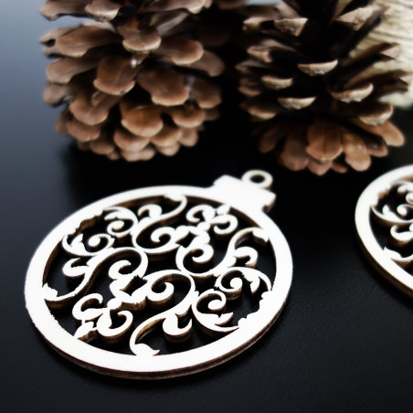 Glob de Crăciun din lemn, dimensiune: 79x90 mm Glob de Crăciun din lemn, dimensiune: 79x90 mm