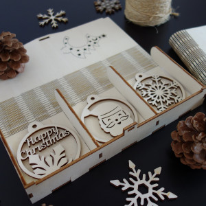 Set de frumoase decoratiuni de Craciun din lemn, 1 set-18 bucati 2