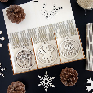 Decoratiuni din lemn de Craciun, 1 set-18 bucati 2