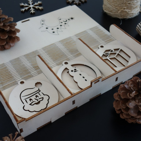 Ornamente din lemn de pom de Crăciun, 1 set-18 bucăți