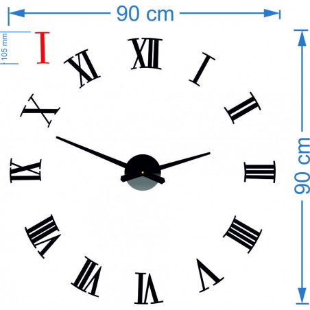 Stick-on ceas de perete Roman 2D plexi