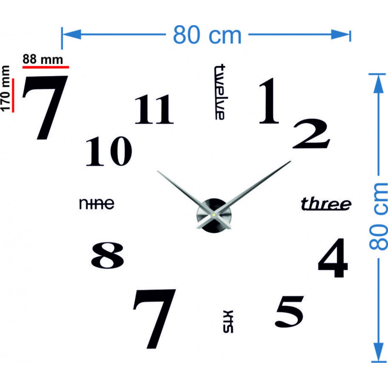 Ceas de perete modern cu șapte oglinzi 2D din plexiglas