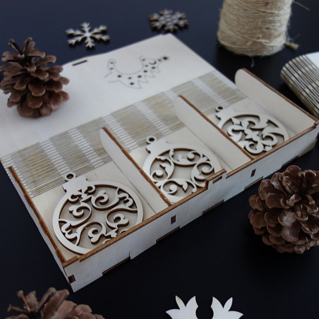 Ornamente din lemn de Crăciun, 1 set-18 bucăți