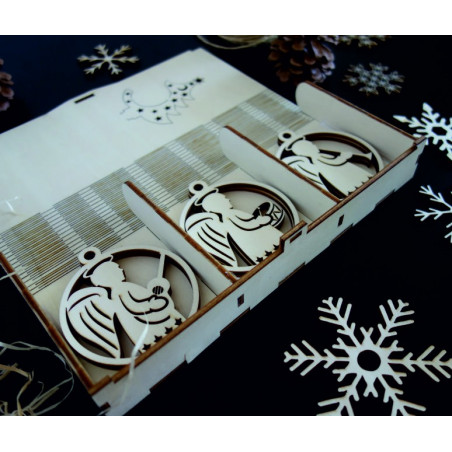 Vintage Ornamente de Crăciun din lemn, Setul conține 18 bucăți