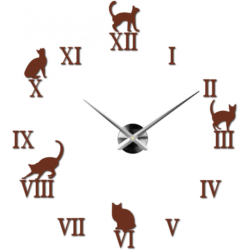 Ceas de perete cu pisică DIY, Autocolant de perete cu pisică