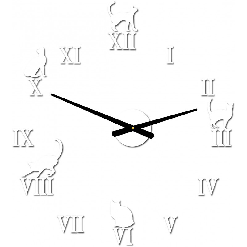 Ceas de perete DIY CAFORD 2D cu pisică