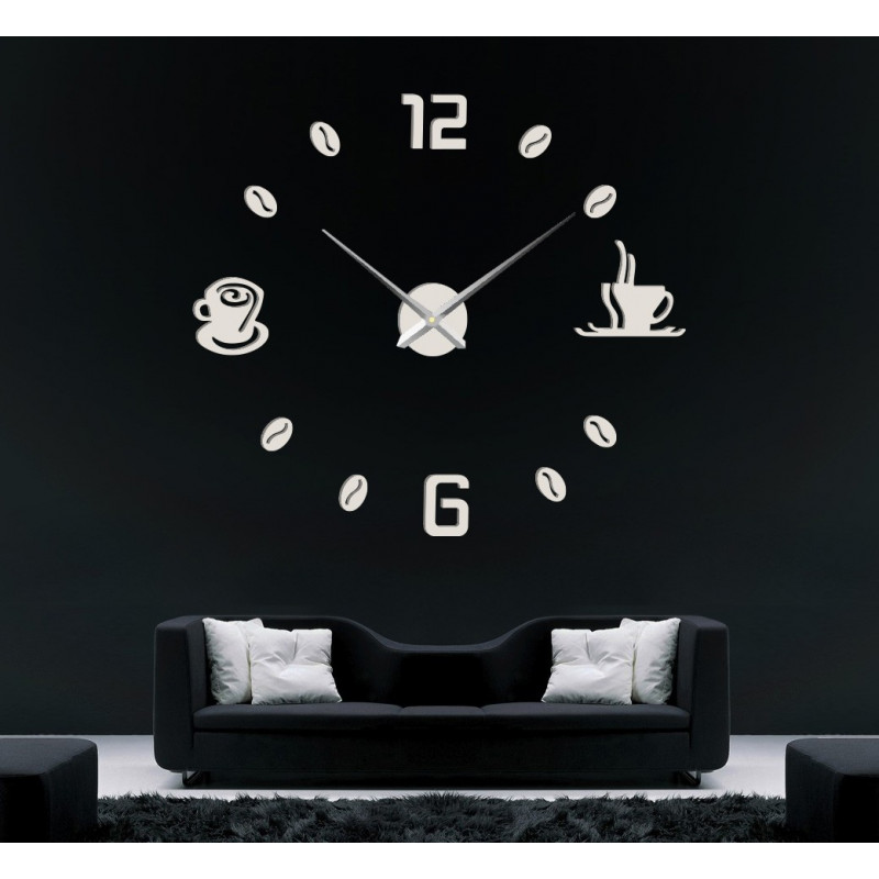 Ceas de perete mare adeziv COFFE PLEXI