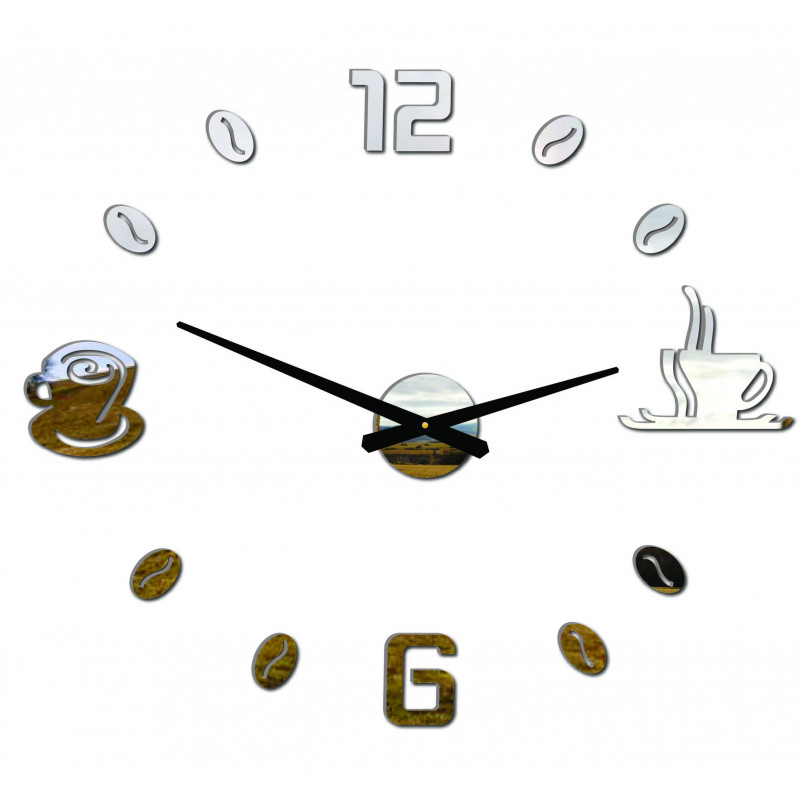 Ceas de perete mare adeziv COFFE PLEXI