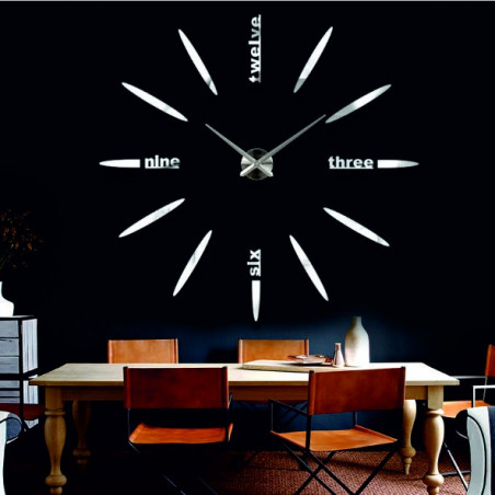 Ceas de perete mare, oglindă adezivă 3D DIY SIX Ceas de perete mare, oglindă adezivă 3D DIY SIX