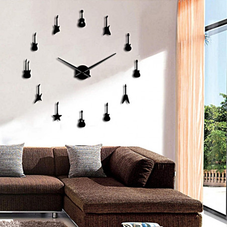 Ceas de perete Guitar Modern autocolant oglindă ceas DIY GUITAR Ceas de perete Guitar Modern autocolant oglindă ceas DIY GUITAR