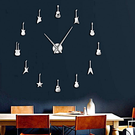 Ceas de perete Guitar Modern autocolant oglindă ceas DIY GUITAR Ceas de perete Guitar Modern autocolant oglindă ceas DIY GUITAR