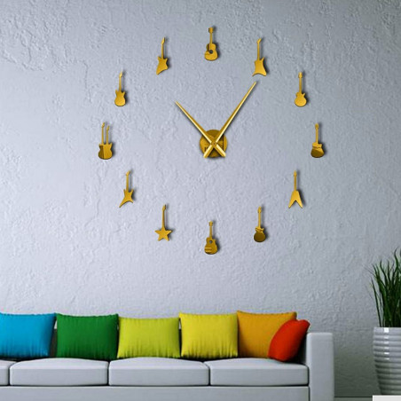 Ceas de perete Guitar Modern autocolant oglindă ceas DIY GUITAR Ceas de perete Guitar Modern autocolant oglindă ceas DIY GUITAR