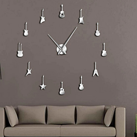 Ceas de perete Guitar Modern autocolant oglindă ceas DIY GUITAR Ceas de perete Guitar Modern autocolant oglindă ceas DIY GUITAR
