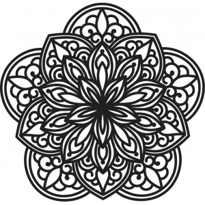 Imagine de perete din placaj de lemn cu mandala sculptată în flori 2