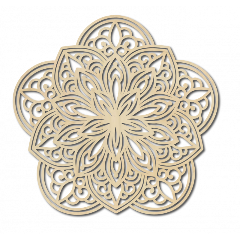 Floare sculptate mandala imagine din lemn pe perete de placaj