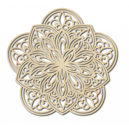 Floare sculptate mandala imagine din lemn pe perete de placaj