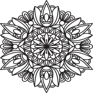 Mandala sculptată în lemn pictată pe placaj cu trandafir de perete 2