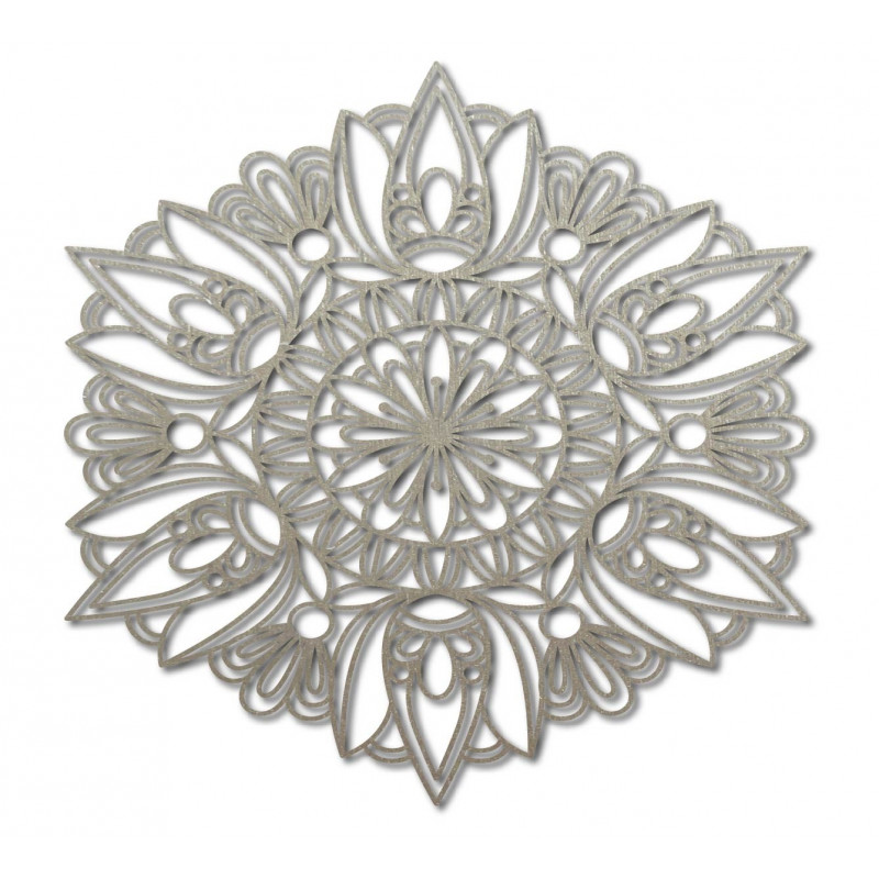 Floare sculptată imagine din lemn mandala pe un perete de placaj