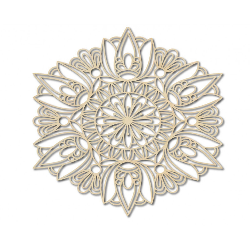 Floare sculptată imagine din lemn mandala pe un perete de placaj