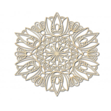 Mandala sculptată în lemn pictată pe placaj cu trandafir de perete Mandala sculptată în lemn pictată pe placaj cu trandafir de perete