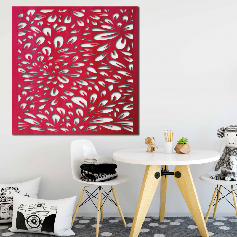 Tablou de perete din placaj de lemn sculptat floare HORLILG