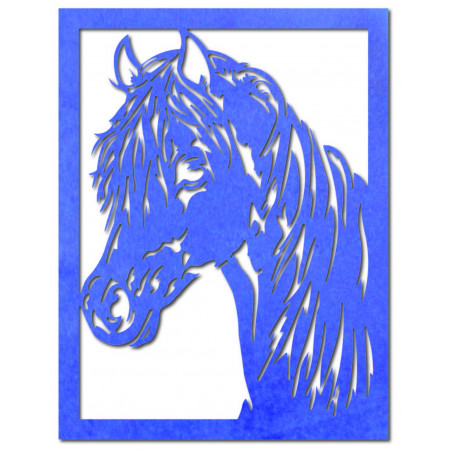 Pictură murală din placaj de lemn sculptat, cap de cal