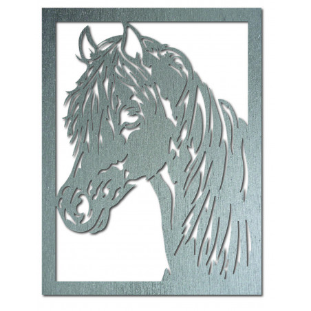 Pictură murală din placaj de lemn sculptat, cap de cal