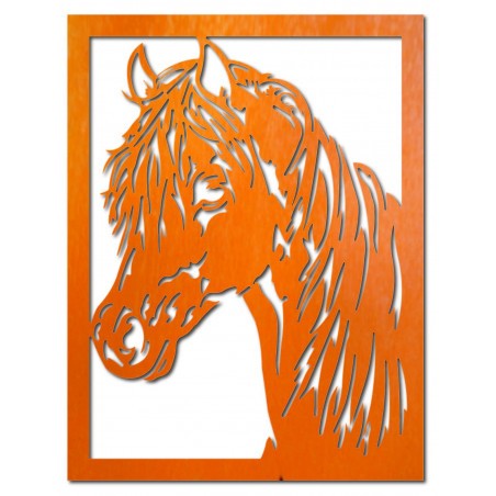 Pictură murală din placaj de lemn sculptat, cap de cal